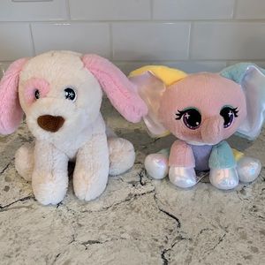 Pink Puppy and Elephant Plush Bundle